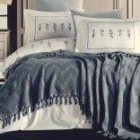 ПАМУЧНО ПОКРИВАЛО Тъмно сиво-синьо 220/235